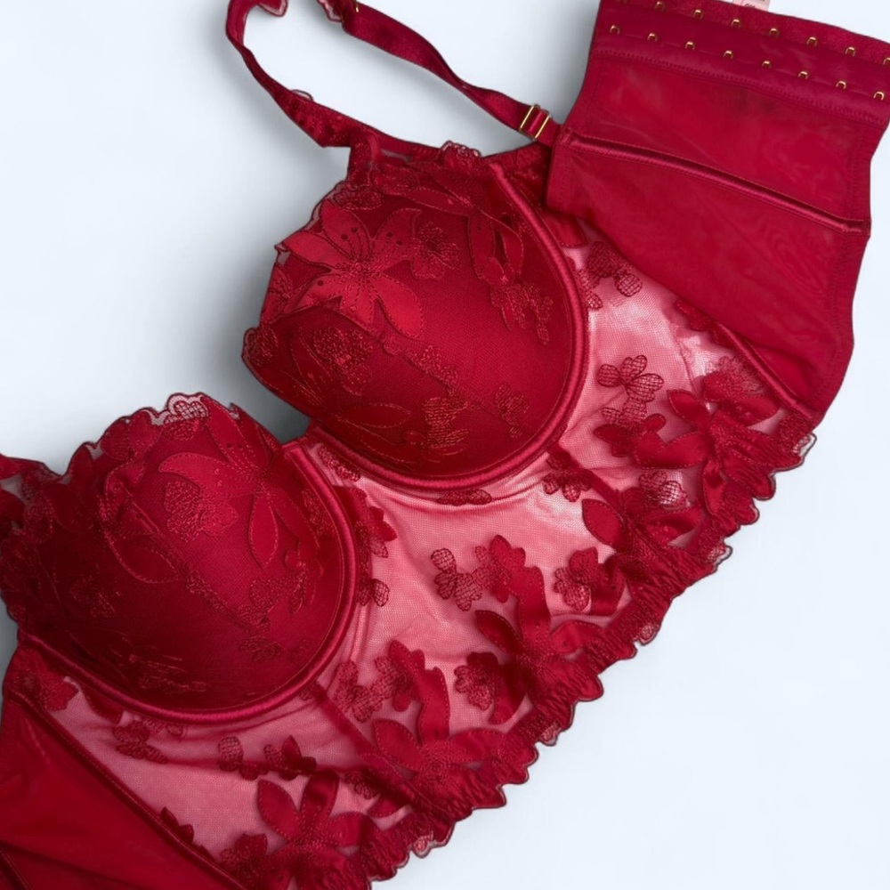 Victoria's Secret Luxe Lingerie Lined Floral Lace Bustier ASO Cheryl Blossom🌸 - Picture 2 of 5